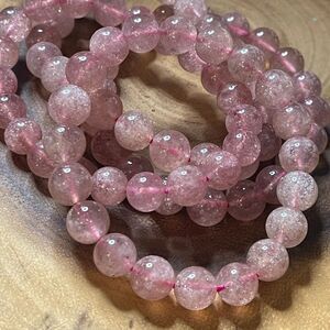 Strawberry Quartz high quality faceted 8mm 7” ONE beaded stretch bracelet new cr